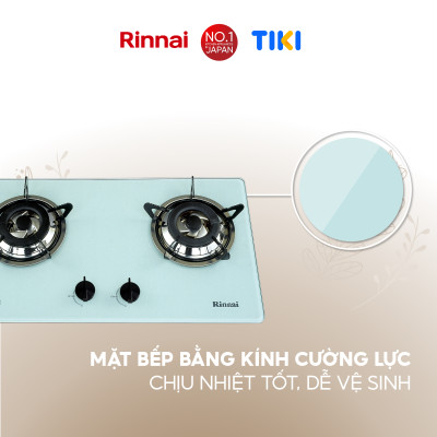 Bếp gas âm Rinnai RVB-2WGN mặt bếp kính và kiềng bếp men - Hàng chính hãng.