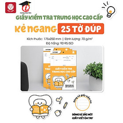 Giấy kiểm tra dòng kẻ ngang Hải Tiến 2029 dùng cho học sinh cấp 2, 3 (25 tờ đúp)