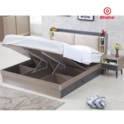 [Miễn phí vận chuyển & lắp đặt] Giường ngủ thông minh cao cấp bọc nệm đầu giường gỗ công nghiệp Ohaha - GN011