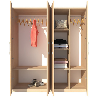 Tủ quần áo gỗ MDF Tundo 4 cánh 3 ngăn đứng màu vàng sồi 180 x 55 x 200cm