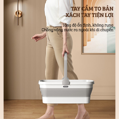 Xô Nhựa Cao Cấp Gấp Gọn Đa Năng Damas, Xô Nước Lau Nhà Vệ Sinh Nhà Cửa - Chất Liệu Nhựa PP An Toàn Cho Người Tiêu Dùng - Dung Tích 12L Phù Hợp Với Nhiều Nhu Cầu Sử Dụng: Rửa Xe, Câu Cá, Để Đồ Đạc,...Thiết Kế Kèm Quai Xách Tay Thuận Tiện Di Chuyển
