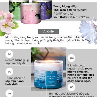 Nến ly 3 bấc sáp đậu nành Goose Creek (411g) - Pink Beach
