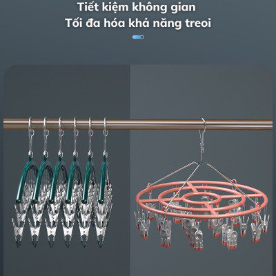 Móc Treo Đồ Lót Khăn Tất 10 Kẹp Inox, Móc Kẹp Phơi Quần Ao Đa Năng Tiết Kiệm Diện Tích, Chất Liệu Không Gỉ - HÀNG CHÍNH HÃNG MINIIN