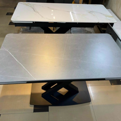 Bàn ăn thông minh kéo dài mặt đá ceramic Tundo chân sắt kích thước 1m4/1m8 x 80 x 75cm