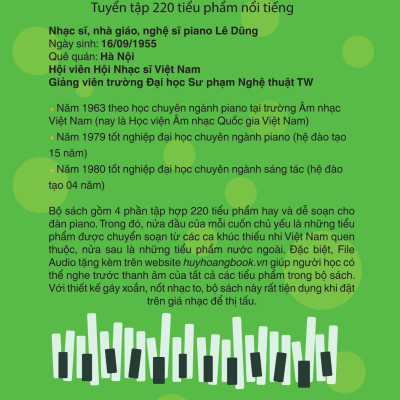 Sách- Piano Cho Thiếu Nhi - Tuyển Tập 220 Tiểu Phẩm Nổi Tiếng - Phần 3 của Lê Dũng (Kèm File Audio) (Tái Bản 2023)- 2HBooks