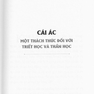 Cái Ác - Một Thách Thức Đối Với Tiết Học Và Thần Học