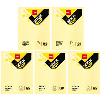 Combo 5 Giấy Note Deli 3x4 EA00453 - Vàng