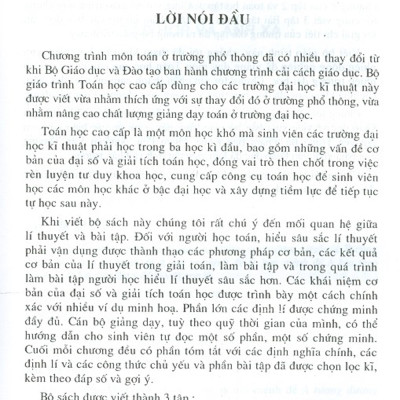 Toán Học Cao Cấp - Tập 1 - Đại Số Và Hình Học Giải Tích