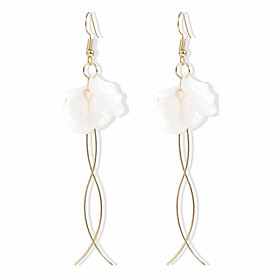 Earrings nữ đeo tai thời trang màu trắng dáng dài