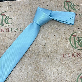Cà vạt nam bản 6cm màu xanh da trời kẻ tăm mẫu tự thắt mẫu trơn đơn giản