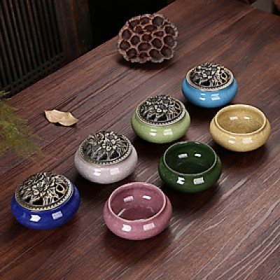 Lư sứ đốt trầm hương, xông đốt phong thủy cao cấp- Tặng tri ân 1 hộp 40 nhang vòng trầm hương thắp bàn thờ , xông nhà, thanh lọc không khí, tẩy uế nhà cửa