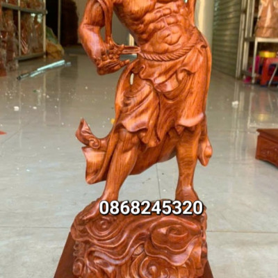 Bộ tượng tứ đại kim cương bằng gỗ hương đá kt cao 50×20×15cm + thêm kệ chân đế cao 10cm