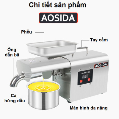 Máy ép dầu ăn thực vật nóng và lạnh dùng trong gia đình thương hiệu Anh Quốc AOSIDA 999A 1000W - Hàng chính hãng (BH 1 NĂM)