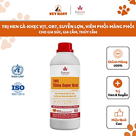 [500ML, 1L] TW5-TILMO SUPER ORAL - hỗ trợ trị hen Gà-khẹc Vịt, ORT, suyễn lợn, viêm phổi-màng phổi cho gia súc, gia cầm, thủy cầm