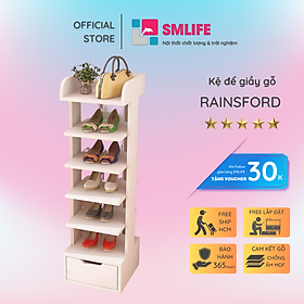 Kệ giầy nhỏ gọn bằng gỗ thiết kế đẹp mắt SMLIFE Rainsford