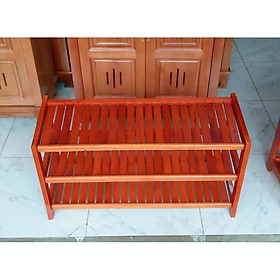 Kệ Giày Dép 3 Tầng Dài  80 cm Gỗ Cao Su 