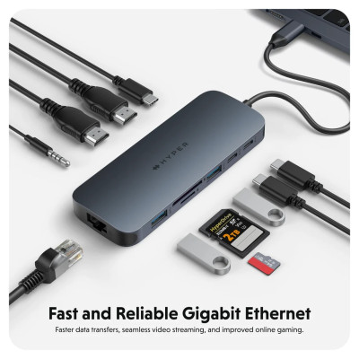 HUB chuyển đổi HyperDrive Next 11 in 1 Port Dual 4K60Hz HDMI USB-C Hub - Truyền tải dữ liệu nhanh - HD4006GL - Hàng Chính Hãng 
