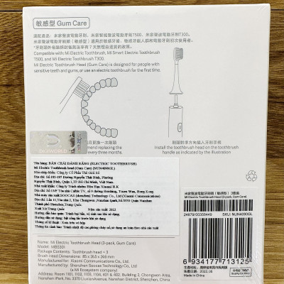 Combo 3 Đầu bàn chải thay thế cho bàn chải đánh răng điện Xiaomi Mijia T300 T500 - Hàng chính hãng