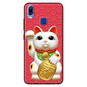 Ốp lưng in cho Vivo Y95 mẫu Mèo May Mắn Nền Đỏ 1 - Hàng chính hãng