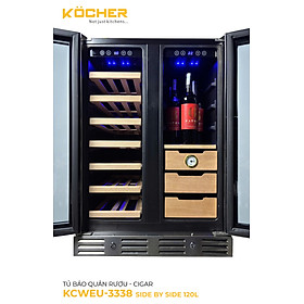TỦ BẢO QUẢN RƯỢU - CIGAR KCWEU-3338 (SIDE BY SIDE 120L). Hàng chính hãng