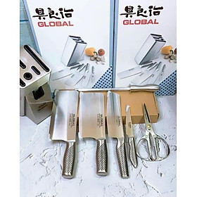 Bộ dao cao cấp đúc liền nguyên khối Global Yoshikin Nhật Bản 7 món hàng chính hãng