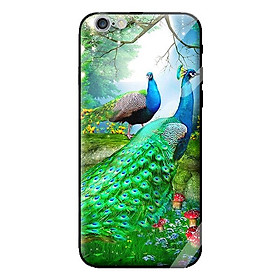 Ốp kính cường lực cho iPhone 6s Plus mẫu chim công cặp 2 - Hàng chính hãng