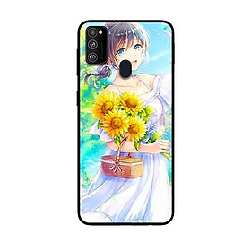 Ốp Lưng in cho Samsung Galaxy M30s Mẫu Nàng Váy Trắng Hướng Dương - Hàng Chính Hãng