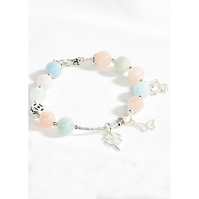 Vòng beryl đa sắc phối charm cỏ 4 lá Ngọc Quý Gemstone