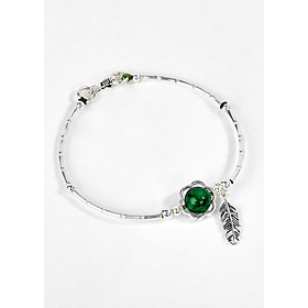 Vòng Bạc Hạt Đá Thiên Nhiên Phối Charm Lá - Ngọc Quý Gemstones