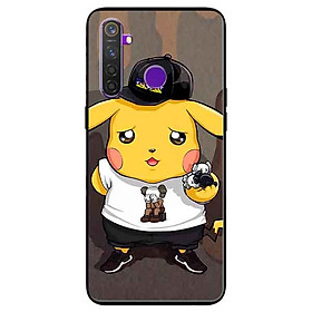 Ốp lưng in cho Realme 5 Pro/ Realme Q Mẫu Pika Nón Đen