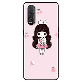 Ốp lưng dành cho Oppo Find X2 mẫu Bé Gái Ôm Thỏ