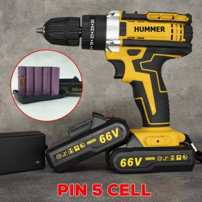 Bộ máy khoan pin HUMMER 66V khoan tường, khoan sắt, khoan bê tông máy 2 pin, đảo chiều và mũi khoan