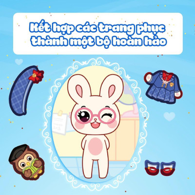 Sách - Mini Fashion - Thỏ Bunny - Bóc Dán Hơn 100+ Stickers Váy, Phụ Kiện Xinh Đẹp Cho Bé Gái - Megabook