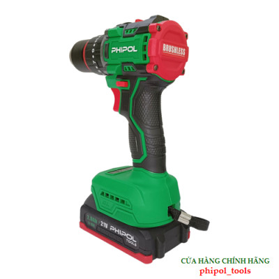 Combo Máy khoan vít đầu 10mm 21V động cơ không chổi than, có búa PHIPOL TOOLS PH3023 Kèm 2 pin và sạc - Hàng Chính Hãng