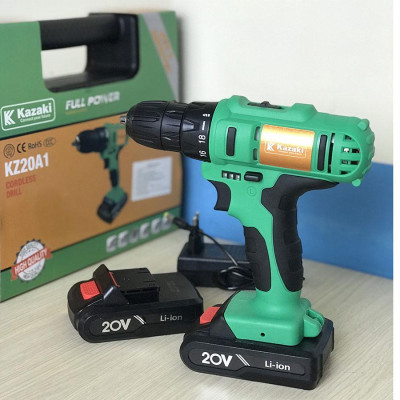 MÁY KHOAN PIN 20V KHÔNG CÓ BÚA KAZAKI KZ20A1 ( 2 PIN, 1 SẠC)- HÀNG CHÍNH HÃNG
