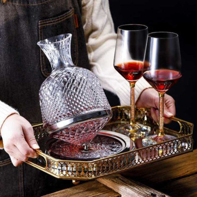 Bình Thở Rượu Vang 1500ml cao cấp đế xoay 360 độ – Bình Đựng Rượu Vang – Wine Decanter trang trí bàn ăn và làm quà tặng