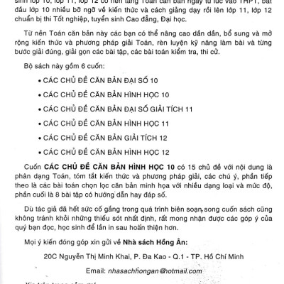 Phương Pháp Giải Các Chủ Đề Căn Bản Hình Học Lớp 10 (Tái Bản)