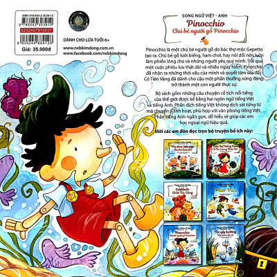 Truyện Cổ Tích Nổi Tiếng Song Ngữ Việt - Anh: Pinocchio - Chú Bé Người Gỗ Pinocchio (Tái Bản 2023)
