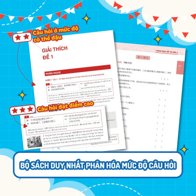 Sách - Chinh Phục Đề Thi HSK 3 + HSK 4 + HSK 5 - Kèm Giải Thích Ngữ Pháp Chi Tiết - Combo 3 Cuốn - Megabook