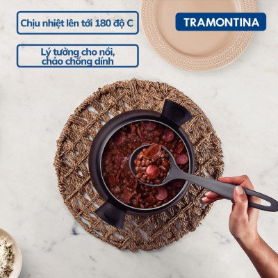 Set 4 Dụng Cụ Nấu Ăn Muôi Vá Xẻng Tramontina Bằng Nhựa PA An Toàn Cho Sức Khỏe Chịu Nhiệt SX Brazil