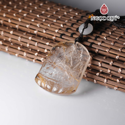 Mặt phật bản mệnh thiên thủ thiên nhẫn thạch anh tóc  vàng 41x32mm dày 10mm mệnh thủy, kim - Ngọc Quý Gemstones