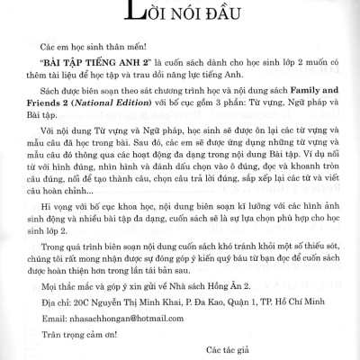 Sách tham khảo- Bài Tập Tiếng Anh 2- Bìa Hồng (Biên Soạn Theo Bộ Sách Family & Friends - National Edition)_HA