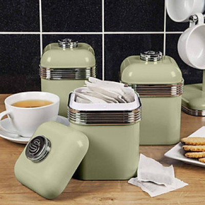 Set 3 hộp đựng cafe, trà và đường Swan hàng chính hãng