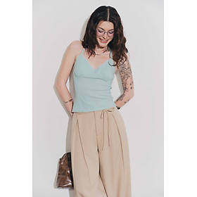 DOTTIE - Áo thun cổ yếm viền ren - Xanh ngọc - T1146