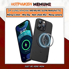 Ốp lưng nhám từ tính N52 siêu mỏng 0.3mm hiệu Memumi Slim Magnetic cho iPhone 16 Pro Max 15 Pro Max 14 Pro Max - màng bảo vệ camera, mặt lưng chống bám bẩn - Hàng nhập khẩu