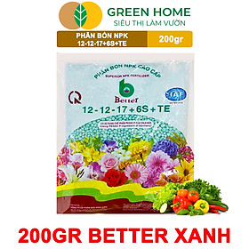 Phân bón NPK 12-12-17-6S+TE Greenhome, Better, Bao 1kg, Tăng Đậu Trái Cây Ăn Củ, Quả