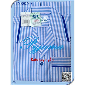Bộ Pyjama HUONGTAM Kate  tay ngắn nam cao cấp(PNK02-N2). Chất liệu Kate loại tốt:  mềm mại, thoáng mát, không phai màu.