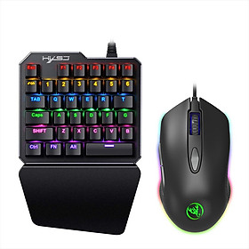 Bộ bàn phím HXSJ J100 + S500 Combo Chuột J100 35 Phím Bàn phím chơi game một tay Chuột chơi game S500 Cơ khí có dây USB