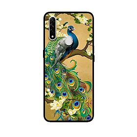 Ốp Lưng in cho Oppo A8 Mẫu Chim Công Hoa Xanh - Hàng Chính Hãng