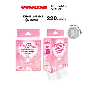 Khăn Khô Lau Mặt Cao Cấp PUFFME, 220 Miếng/Bao